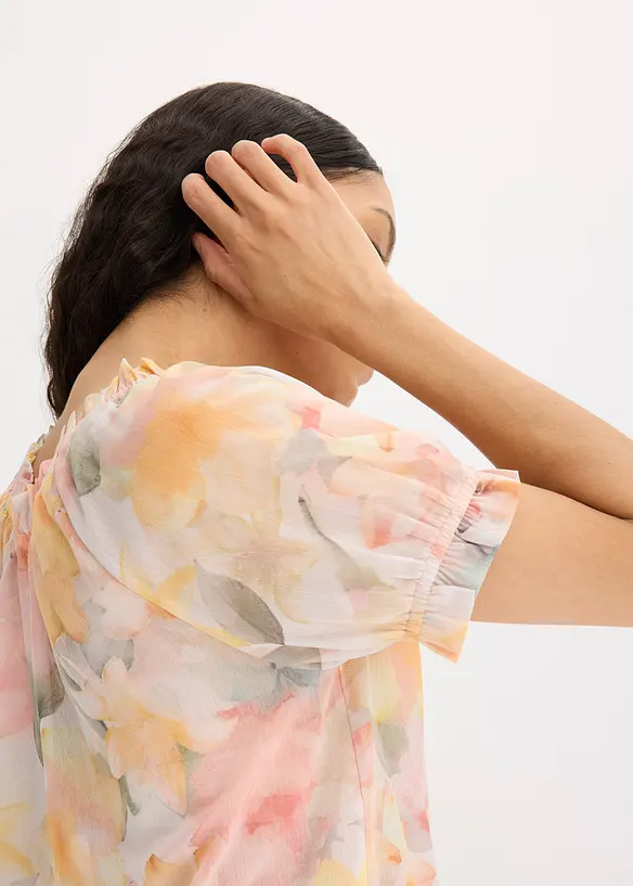 Blusa in chiffon con scollo ampio, bonprix