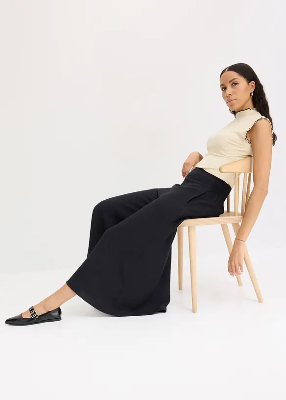 Pantaloni culotte con leggero effetto crinkle, bonprix