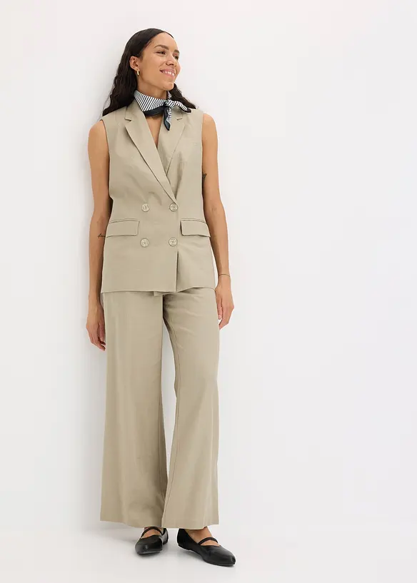 Blazer senza maniche in misto lino, bonprix