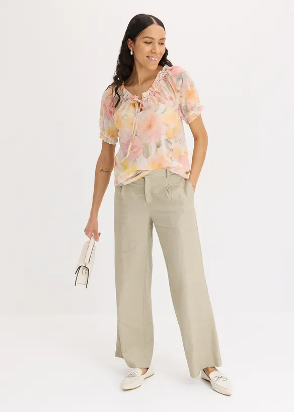 Blusa in chiffon con scollo ampio, bonprix