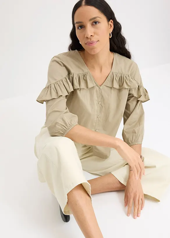 Blusa leggera con volant, bonprix