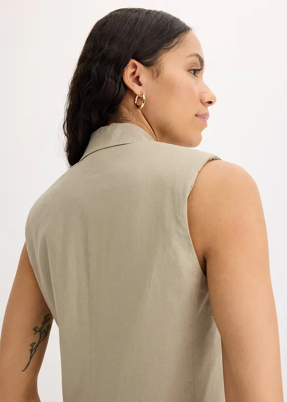 Blazer senza maniche in misto lino, bonprix