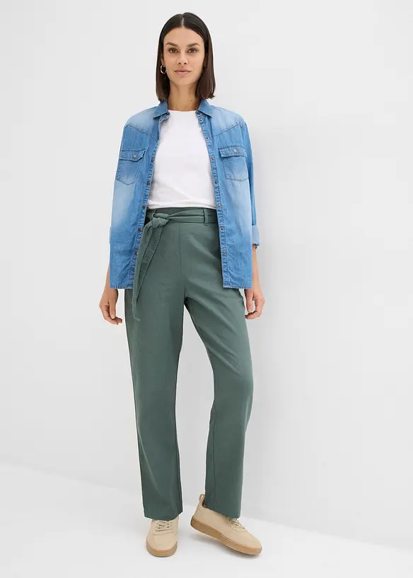 Pantaloni in misto lino e viscosa leggero, bonprix