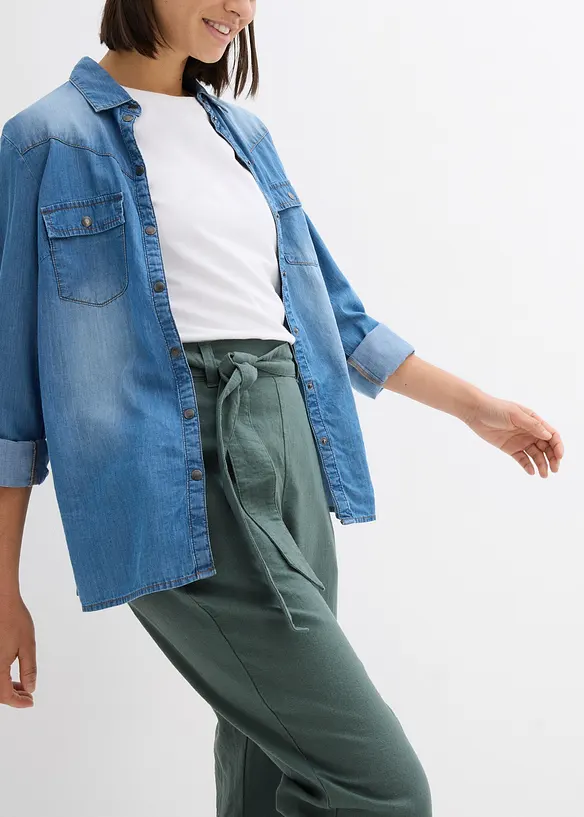 Pantaloni in misto lino e viscosa leggero, bonprix