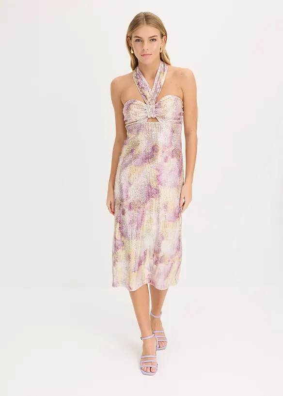 Abito con scollo all'americana e paillettes, bonprix