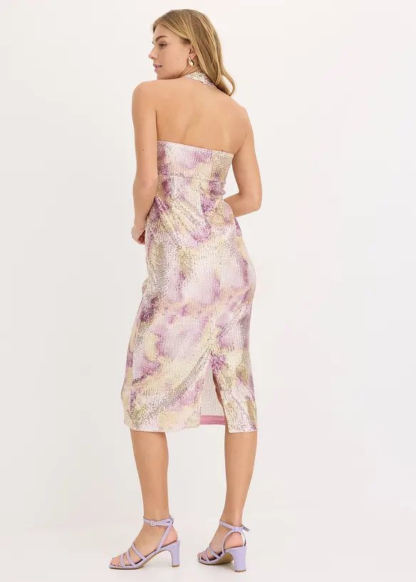 Abito con scollo all'americana e paillettes, bonprix
