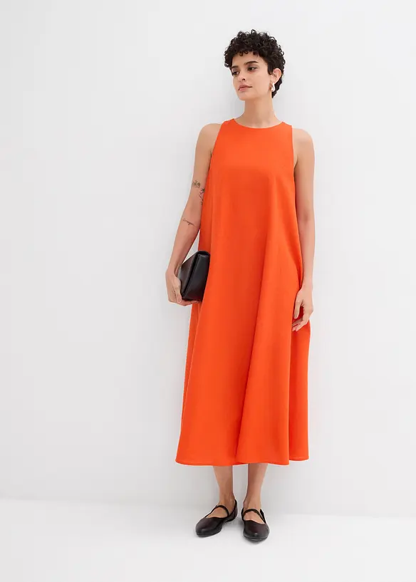 Abito midi svasato in misto viscosa, bonprix