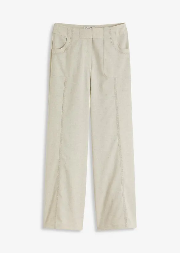 Pantaloni larghi in misto lino, bonprix