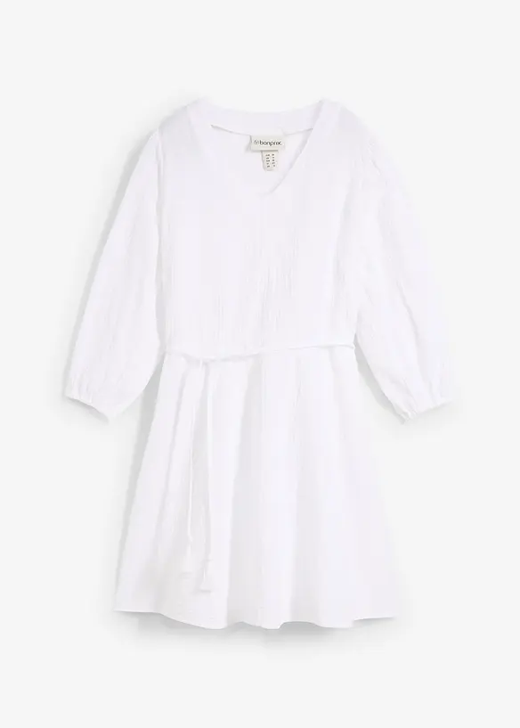 Abito in stile skater con laccetto da annodare e maniche voluminose a 3/4, bonprix