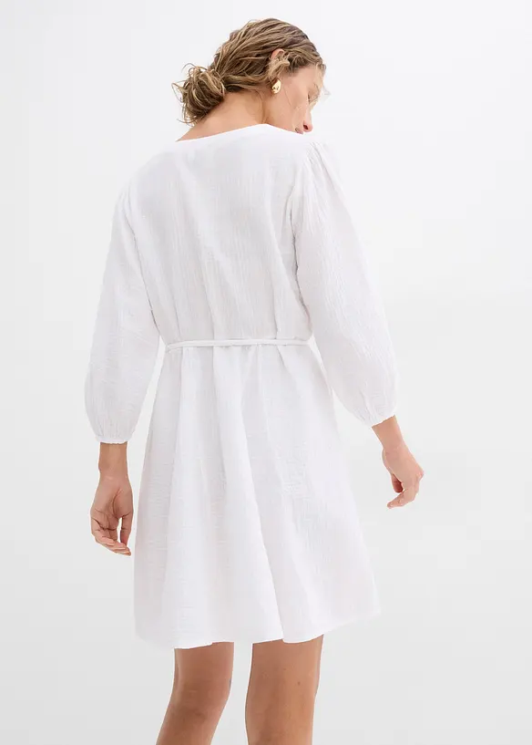 Abito in stile skater con laccetto da annodare e maniche voluminose a 3/4, bonprix