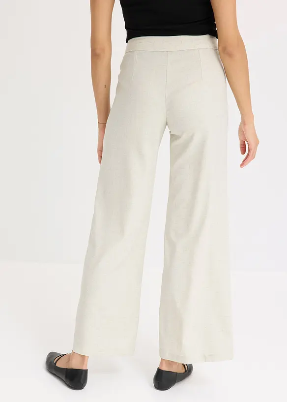 Pantaloni larghi in misto lino, bonprix