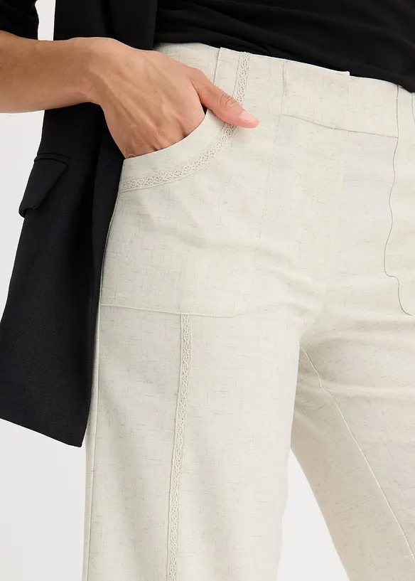 Pantaloni larghi in misto lino, bonprix