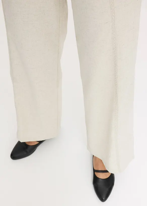 Pantaloni larghi in misto lino, bonprix