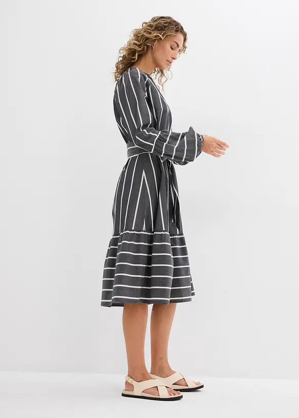 Abito midi a righe in puro cotone, bonprix