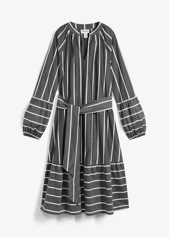 Abito midi a righe in puro cotone, bonprix