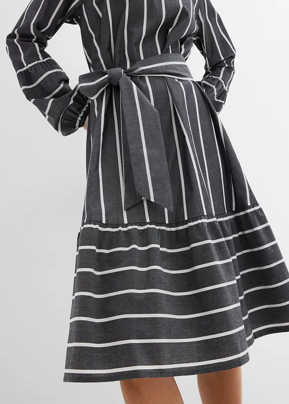 Abito midi a righe in puro cotone, bonprix
