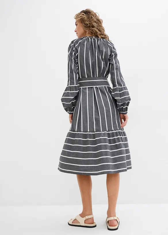 Abito midi a righe in puro cotone, bonprix
