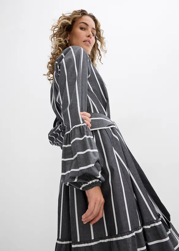 Abito midi a righe in puro cotone, bonprix