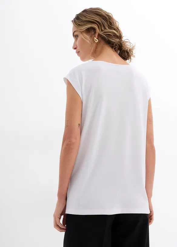 Maglia in morbido tessuto misto viscosa con scollo a cascata, bonprix