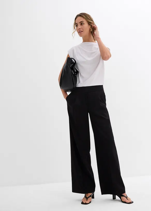 Maglia in morbido tessuto misto viscosa con scollo a cascata, bonprix