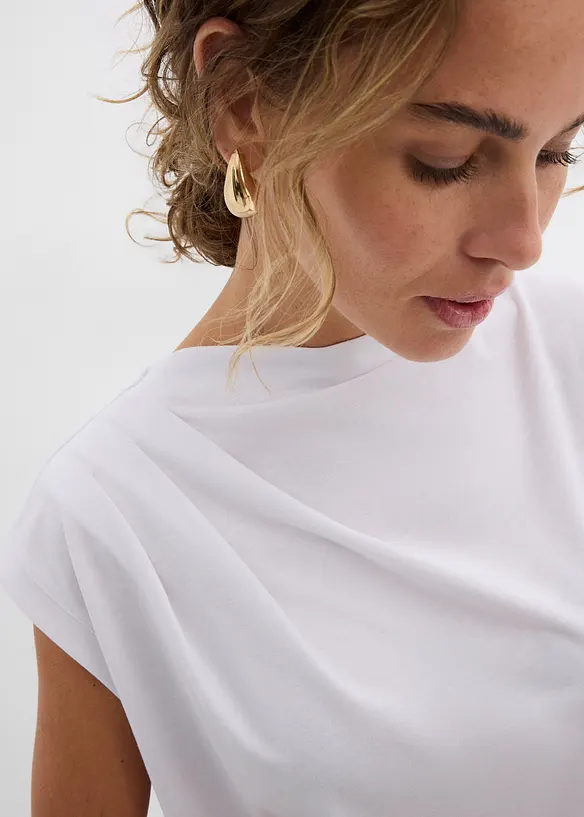 Maglia in morbido tessuto misto viscosa con scollo a cascata, bonprix