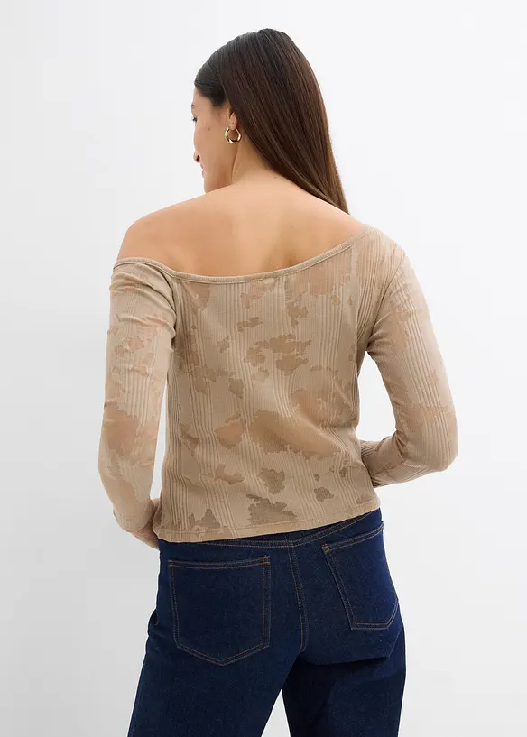 Maglia monospalla con effetto devoré, bonprix