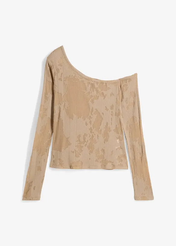Maglia monospalla con effetto devoré, bonprix