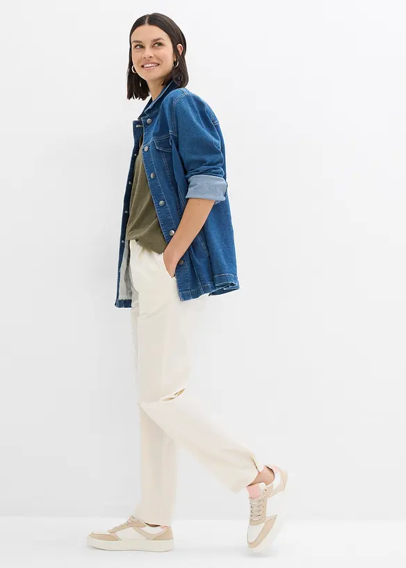 Pantaloni a carota in misto cotone elasticizzato, bonprix