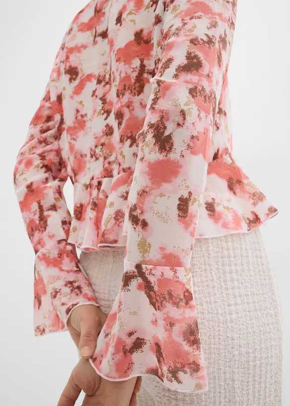 Blusa di chiffon con volant, bonprix
