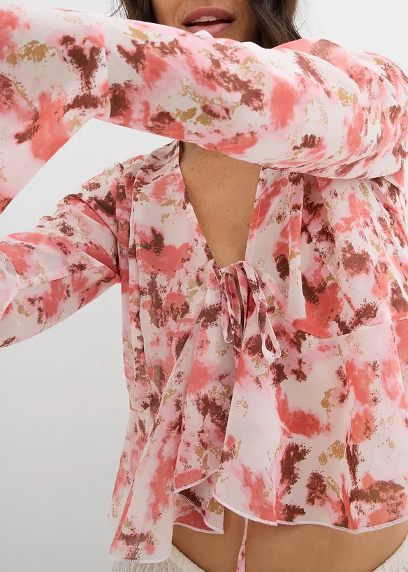 Blusa di chiffon con volant, bonprix