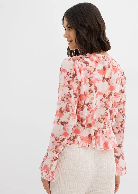 Blusa di chiffon con volant, bonprix