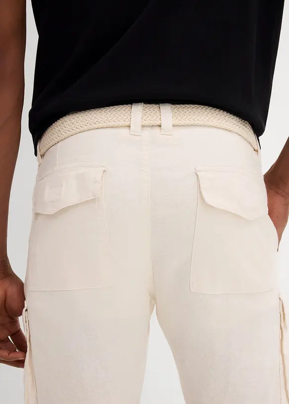 Bermuda cargo in misto lino con cintura, regular fit, bonprix