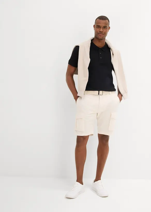 Bermuda cargo in misto lino con cintura, regular fit, bonprix