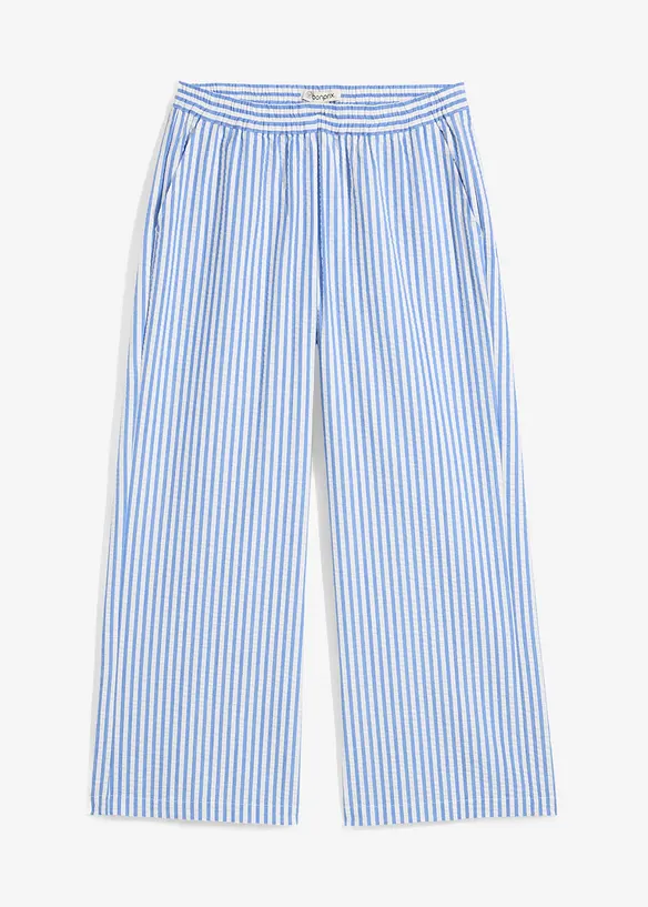 Pantaloni a palazzo in seersucker, lunghezza 7/8, bonprix