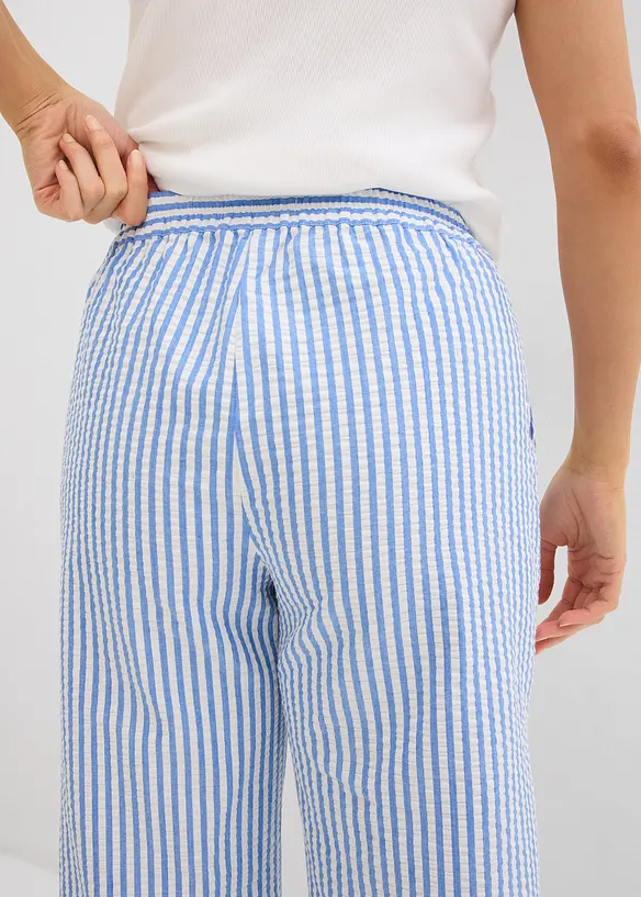 Pantaloni a palazzo in seersucker, lunghezza 7/8, bonprix