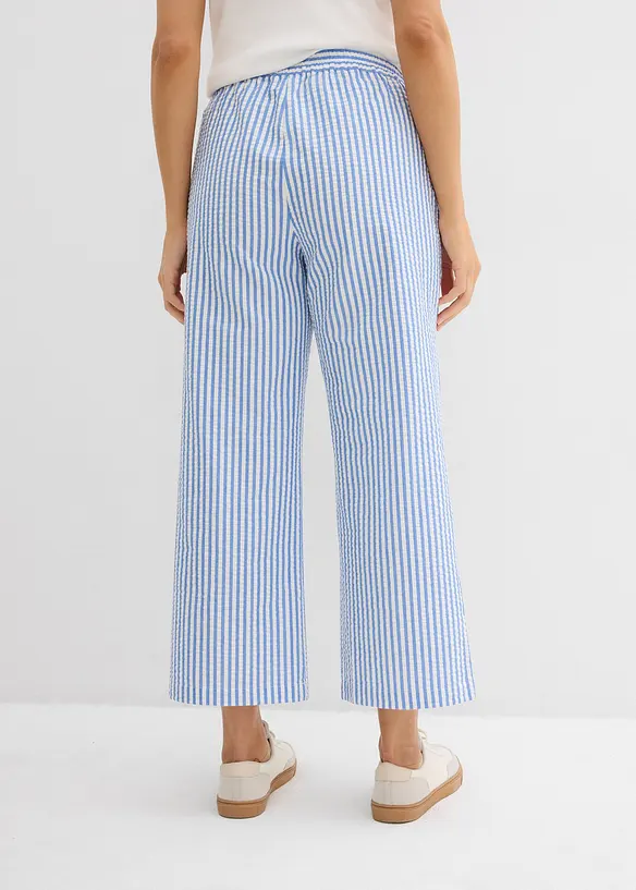 Pantaloni a palazzo in seersucker, lunghezza 7/8, bonprix