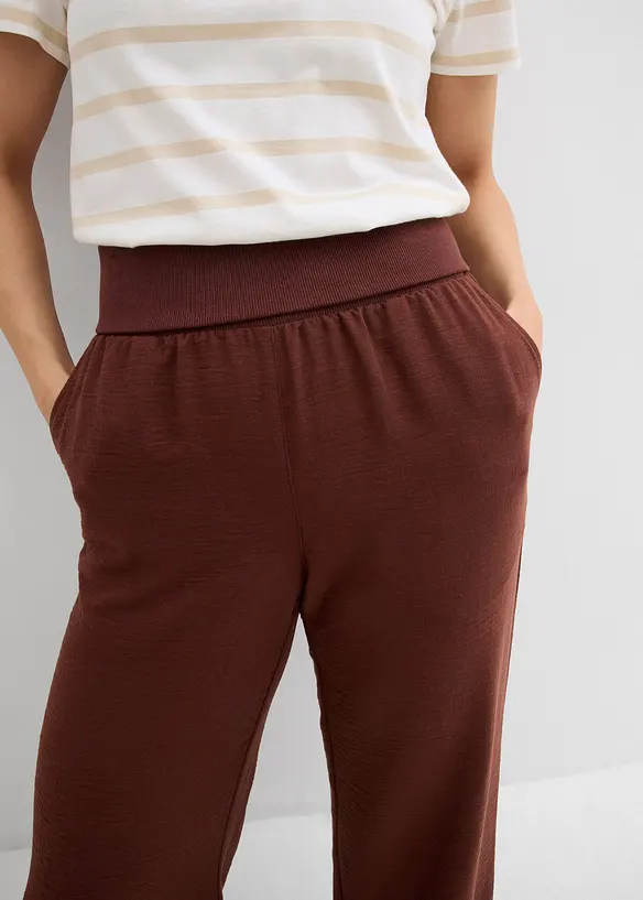 Pantaloni a palazzo con fascia a coste in vita, bonprix