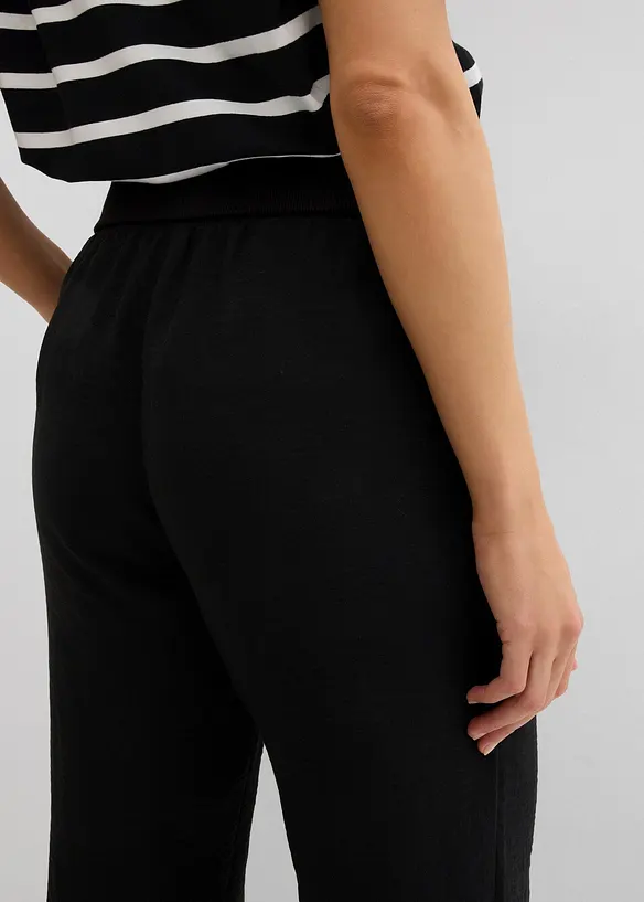 Pantaloni a palazzo con fascia a coste in vita, bonprix