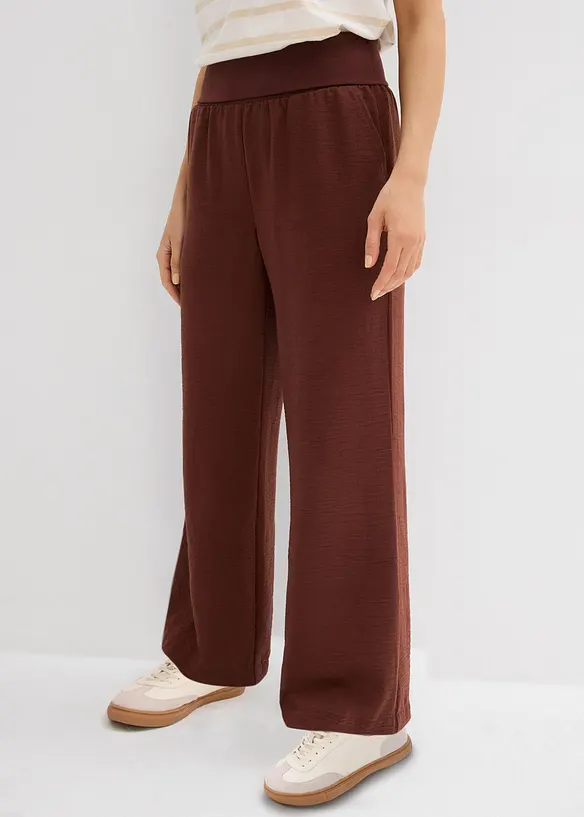 Pantaloni a palazzo con fascia a coste in vita, bonprix