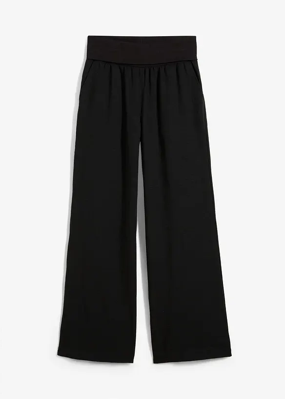 Pantaloni a palazzo con fascia a coste in vita, bonprix