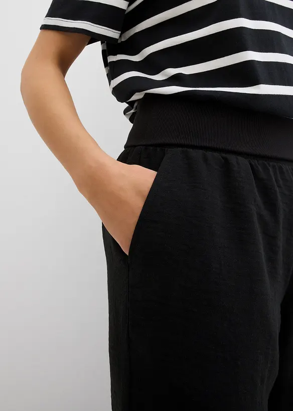 Pantaloni a palazzo con fascia a coste in vita, bonprix