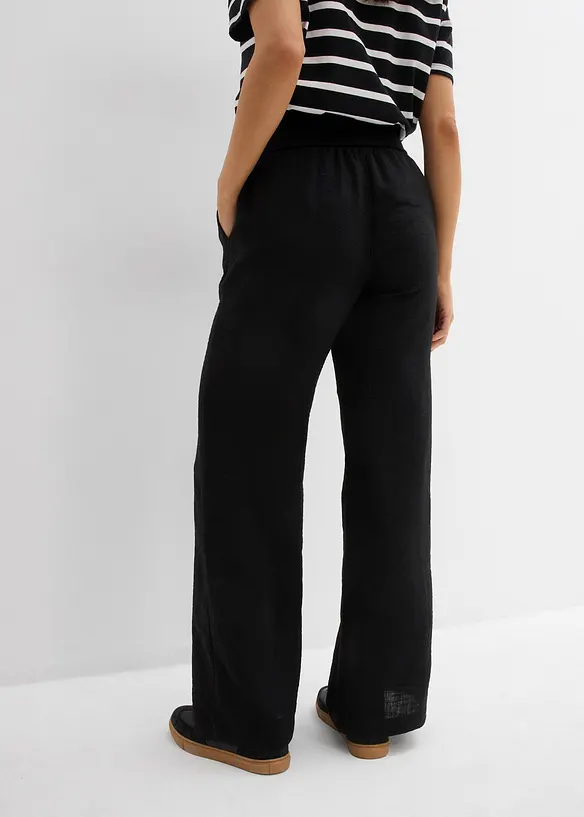 Pantaloni a palazzo con fascia a coste in vita, bonprix