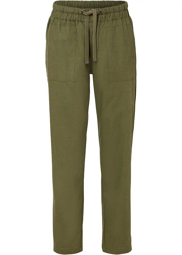 Pantaloni con elastico in vita in misto lino leggero, bonprix