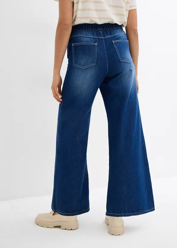 Jeans wide leg con cinta comoda, vita media, bonprix