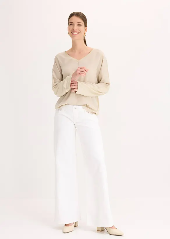 Maglia con maniche a pipistrello e inserto in satin, bonprix
