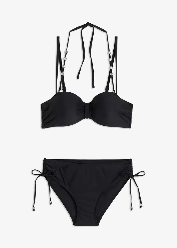 Bikini a balconcino con spalline aggiuntive da legare al collo (set 2 pezzi), bonprix