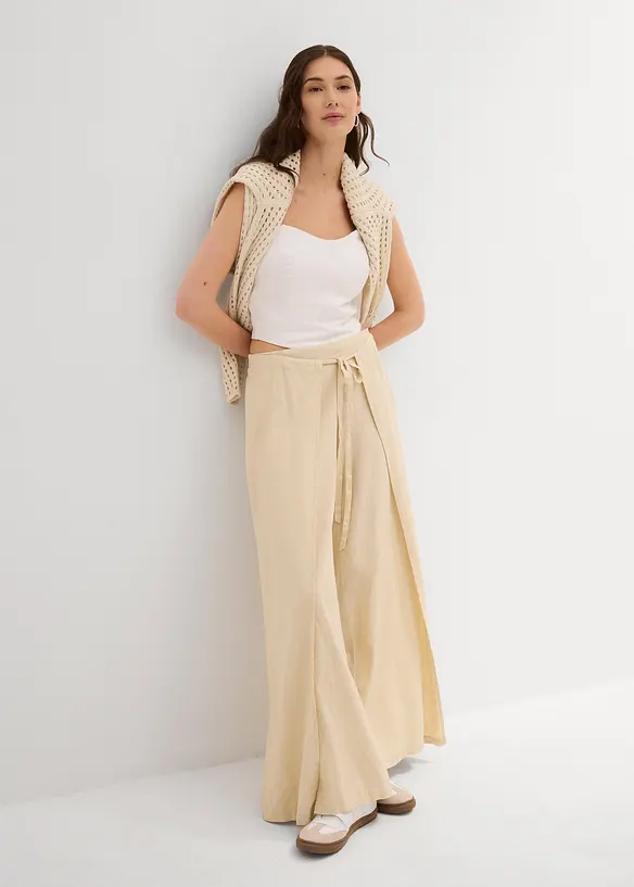 Pantaloni a palazzo in misto lino fresco, bonprix