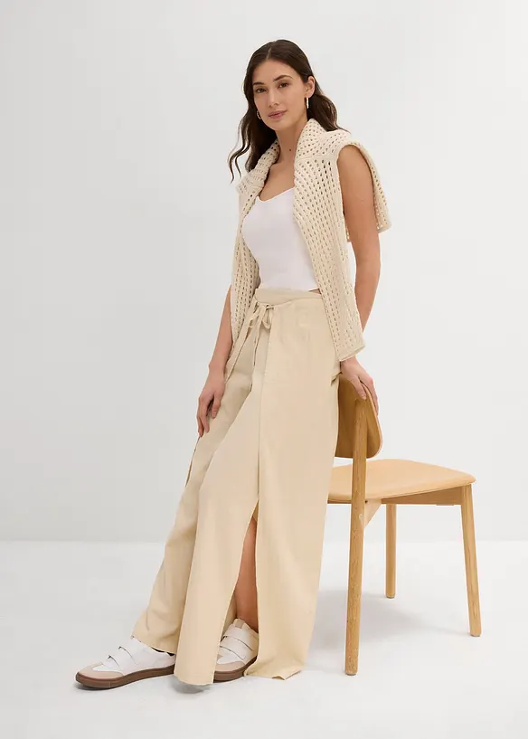 Pantaloni a palazzo in misto lino fresco, bonprix