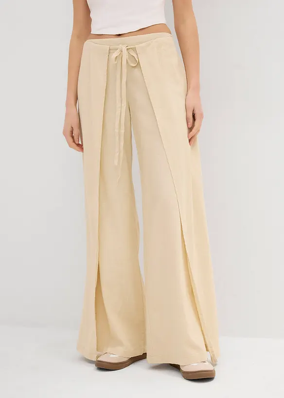 Pantaloni a palazzo in misto lino fresco, bonprix