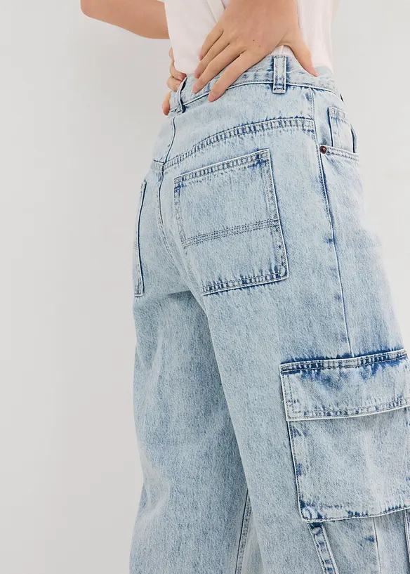 Jeans cargo, vita media, bonprix